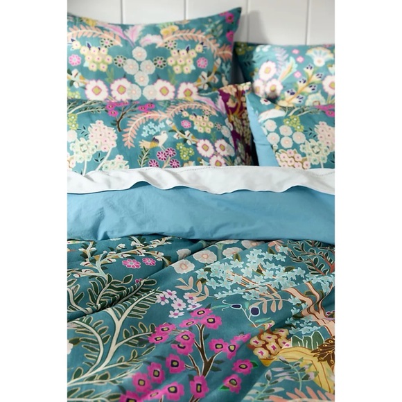 Anthropologie Paradise Printed Cotton Duvet Cover Queen Floral - Picture 3 of 6